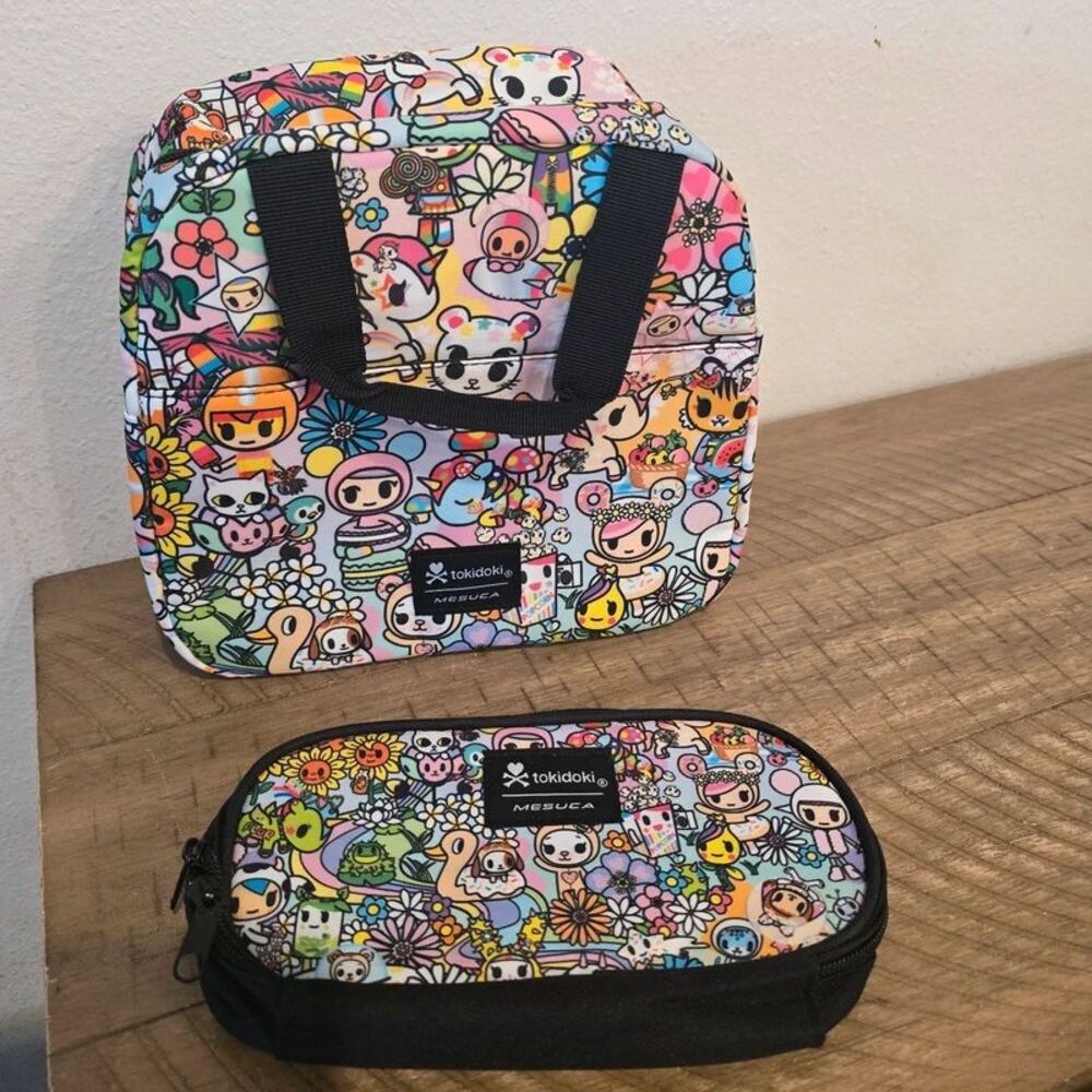 Tokidoki Mesuca Lunch Bag & Pencil Case Set Colorful Character Floral Print